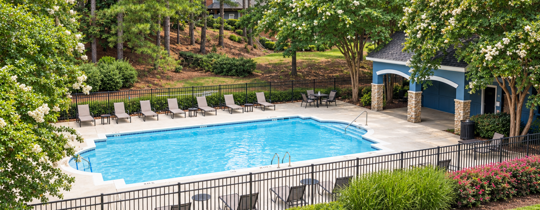 Outdoor pool with blue sky